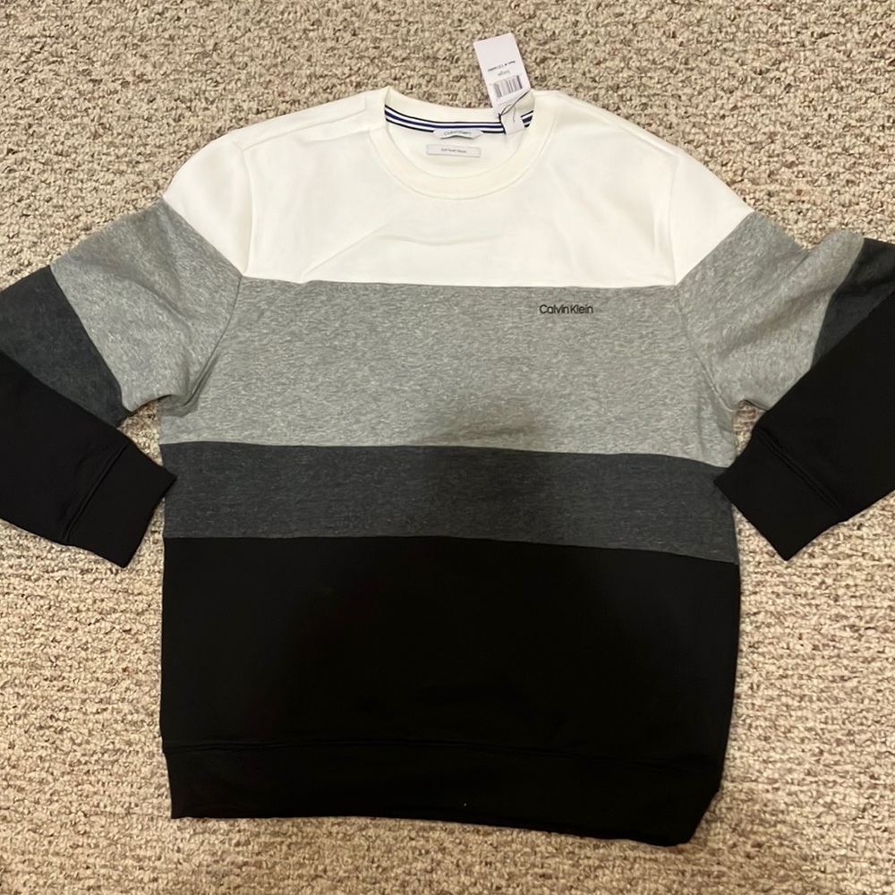 CK Calvin Klein Soft Touch Fleece Sweater Blue Sweatshirt Mens Size L